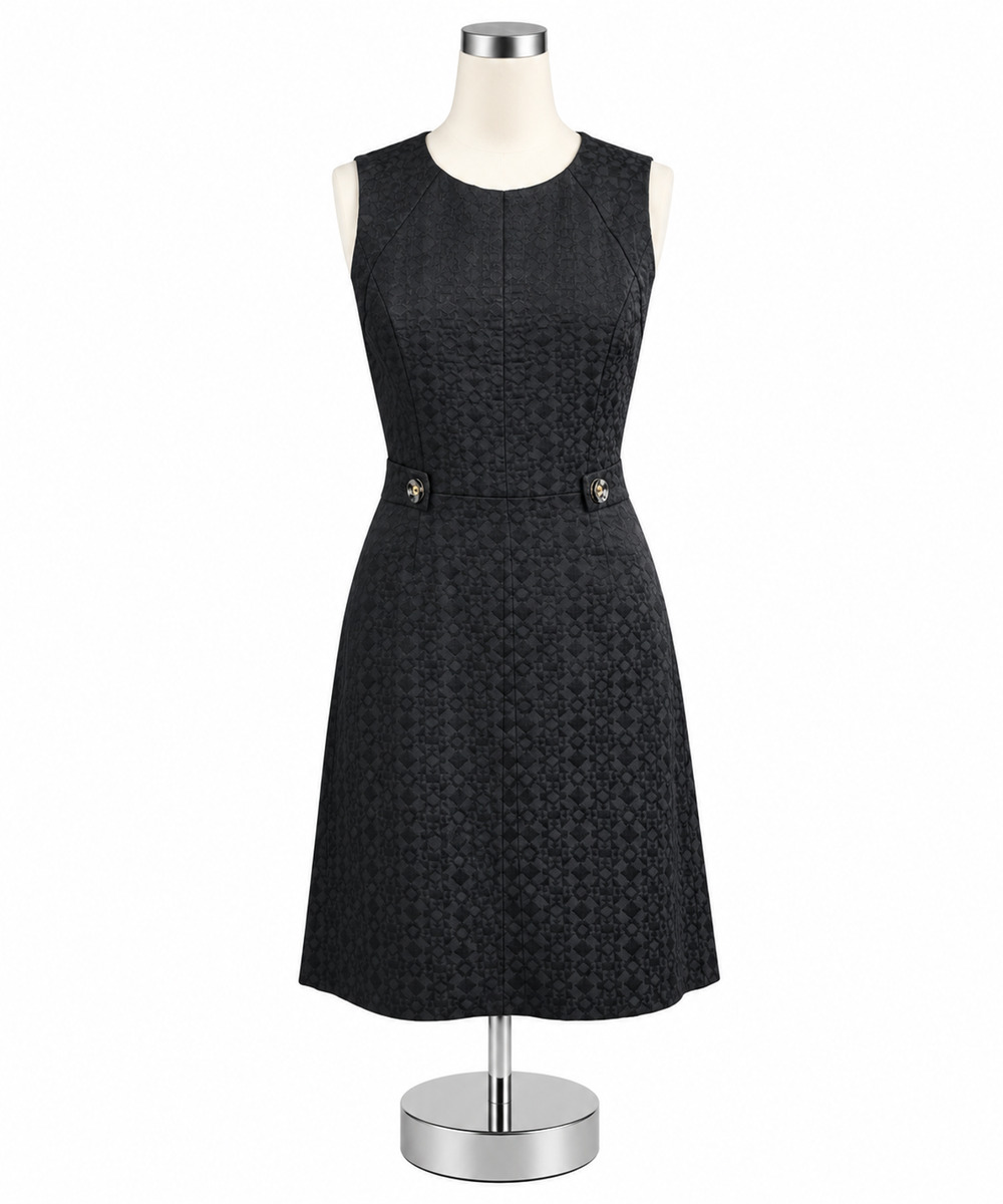 Shoshanna Geometric Jacquard Fit & Flare Little Black Dress Size 8